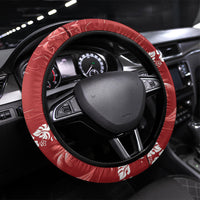 Red Hawaii Palm Tree Hibiscus Steering Wheel Cover Fantasy Summer Vibe