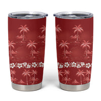 Red Hawaii Palm Tree Hibiscus Tumbler Cup Fantasy Summer Vibe