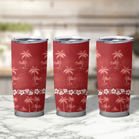 Red Hawaii Palm Tree Hibiscus Tumbler Cup Fantasy Summer Vibe