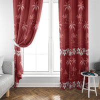 Red Hawaii Palm Tree Hibiscus Window Curtain Fantasy Summer Vibe