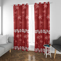 Red Hawaii Palm Tree Hibiscus Window Curtain Fantasy Summer Vibe