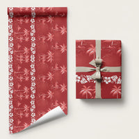 Red Hawaii Palm Tree Hibiscus Wrapping Paper Fantasy Summer Vibe