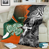 New Zealand and Ireland Rugby Blanket Silver Fern With Shamrock 2023 World Cup LT01 - Polynesian Pride