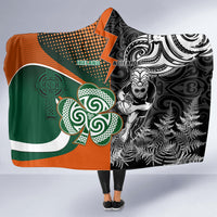 New Zealand and Ireland Rugby Hooded Blanket Silver Fern With Shamrock 2023 World Cup LT01 - Polynesian Pride
