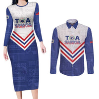 Custom Toa Samoa Rugby Couples Matching Long Sleeve Bodycon Dress and Long Sleeve Button Shirt 1992-1993 Special Edition - Polynesian Pride