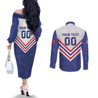 Custom Toa Samoa Rugby Couples Matching Off The Shoulder Long Sleeve Dress and Long Sleeve Button Shirt 1992-1993 Special Edition - Polynesian Pride