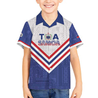 Custom Toa Samoa Rugby Family Matching Summer Maxi Dress and Hawaiian Shirt 1992-1993 Special Edition LT01 Son's Shirt Blue - Polynesian Pride