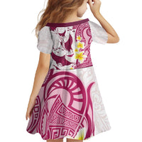 Maori Manta Ray Plumeria Royal Pink Family Matching Off Shoulder Maxi Dress and Hawaiian Shirt