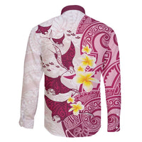 Maori Manta Ray Plumeria Royal Pink Family Matching Puletasi and Hawaiian Shirt LT01 - Polynesian Pride