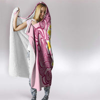 Maori Manta Ray Plumeria Royal Pink Hooded Blanket