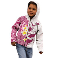 Maori Manta Ray Plumeria Royal Pink Kid Hoodie