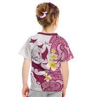 Maori Manta Ray Plumeria Royal Pink Kid T Shirt