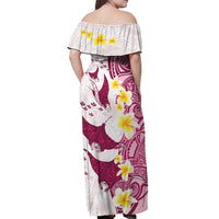 Maori Manta Ray Plumeria Royal Pink Off Shoulder Maxi Dress LT01 - Polynesian Pride