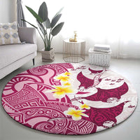 Maori Manta Ray Plumeria Royal Pink Round Carpet LT01 - Polynesian Pride