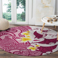 Maori Manta Ray Plumeria Royal Pink Round Carpet LT01 - Polynesian Pride