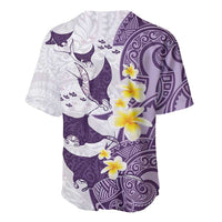 Maori Manta Ray Plumeria Deep Purple Baseball Jersey LT01 - Polynesian Pride