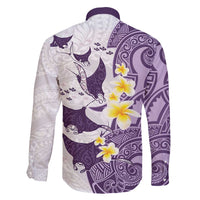 Maori Manta Ray Plumeria Deep Purple Family Matching Tank Maxi Dress and Hawaiian Shirt LT01 - Polynesian Pride