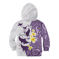 Maori Manta Ray Plumeria Deep Purple Kid Hoodie