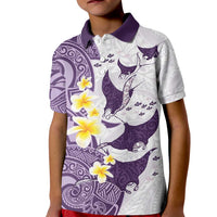 Maori Manta Ray Plumeria Deep Purple Kid Polo Shirt