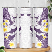 Maori Manta Ray Plumeria Deep Purple Skinny Tumbler
