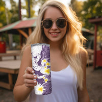 Maori Manta Ray Plumeria Deep Purple Skinny Tumbler