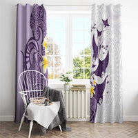 Maori Manta Ray Plumeria Deep Purple Window Curtain