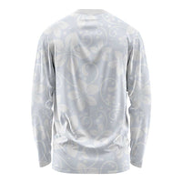 Plumeria Floral White Sunday Long Sleeve Shirt