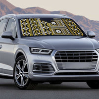 Fiji Masi Tapa Pattern Yellow Auto Sun Shade - Polynesian Pride