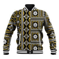Fiji Masi Tapa Pattern Yellow Baseball Jacket - Polynesian Pride