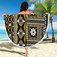 Fiji Masi Tapa Pattern Yellow Beach Blanket - Polynesian Pride