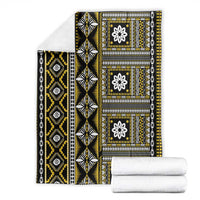 Fiji Masi Tapa Pattern Yellow Blanket - Polynesian Pride