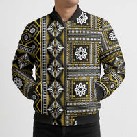 Fiji Masi Tapa Pattern Yellow Bomber Puffer Jacket - Polynesian Pride