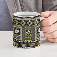 Fiji Masi Tapa Pattern Yellow Ceramic Mug - Polynesian Pride