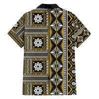 Fiji Masi Tapa Pattern Yellow Family Matching Off The Shoulder Long Sleeve Dress and Hawaiian Shirt - Polynesian Pride