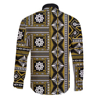 Fiji Masi Tapa Pattern Yellow Family Matching Off The Shoulder Long Sleeve Dress and Hawaiian Shirt - Polynesian Pride