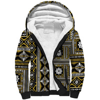 Fiji Masi Tapa Pattern Yellow Sherpa Hoodie - Polynesian Pride
