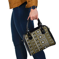 Fiji Masi Tapa Pattern Yellow Shoulder Handbag - Polynesian Pride