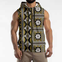 Fiji Masi Tapa Pattern Yellow Sleeveless Zip Hoodie - Polynesian Pride