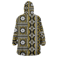 Fiji Masi Tapa Pattern Yellow Wearable Blanket Hoodie - Polynesian Pride