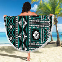 Fiji Masi Tapa Pattern Teal Beach Blanket - Polynesian Pride
