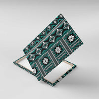 Fiji Masi Tapa Pattern Teal Canvas Wall Art - Polynesian Pride