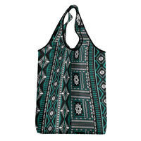 Fiji Masi Tapa Pattern Teal Grocery Bag - Polynesian Pride