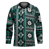 Fiji Masi Tapa Pattern Teal Hockey Jersey - Polynesian Pride
