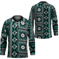 Fiji Masi Tapa Pattern Teal Hockey Jersey - Polynesian Pride
