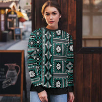 Fiji Masi Tapa Pattern Teal Ugly Christmas Sweater - Polynesian Pride