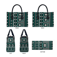 Fiji Masi Tapa Pattern Teal Leather Bag - Polynesian Pride
