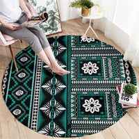 Fiji Masi Tapa Pattern Teal Round Carpet LT01 - Polynesian Pride