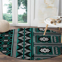 Fiji Masi Tapa Pattern Teal Round Carpet LT01 - Polynesian Pride