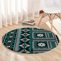 Fiji Masi Tapa Pattern Teal Round Carpet LT01 - Polynesian Pride