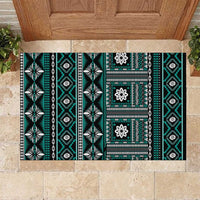 Fiji Masi Tapa Pattern Teal Rubber Doormat - Polynesian Pride